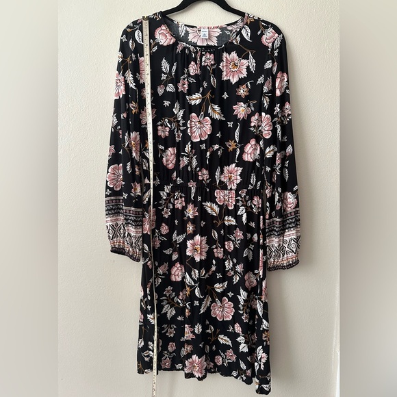 Old Navys Women’s Black and Pink Flower Dress. Size M  tall - Picture 3 of 8